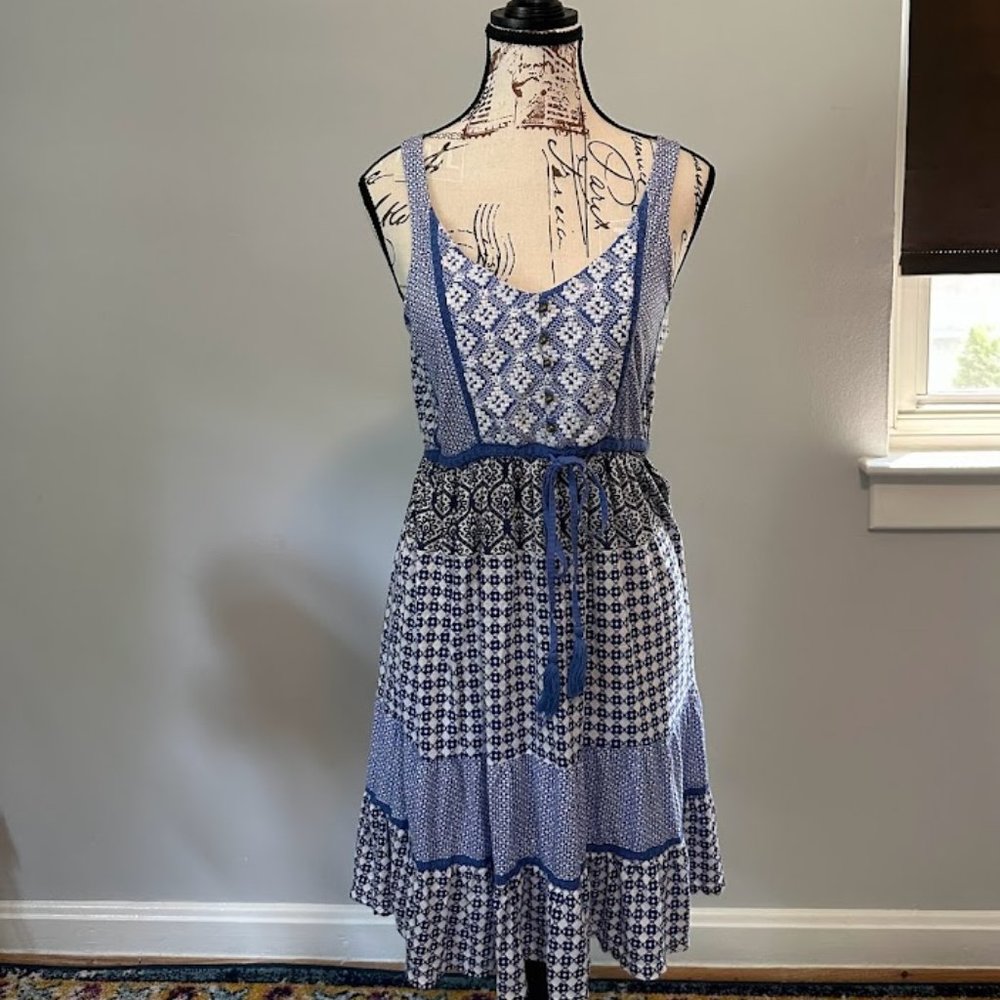 Lucky Brand Embroidered Patchwork Dress Blue - Size XS
